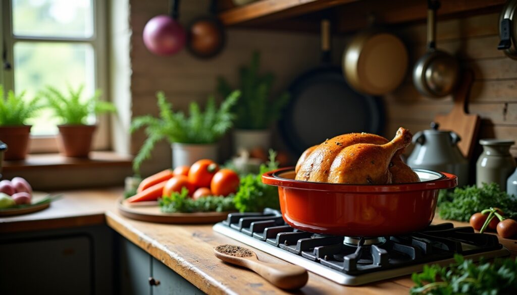 Chapon en cocotte sans four : le guide pratique pour une cuisson simple et savoureuse