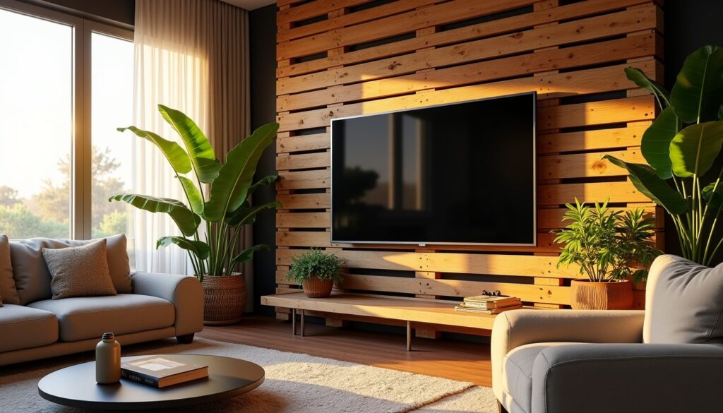 Comment transformer votre mur en support TV élégant avec des palettes : guide complet